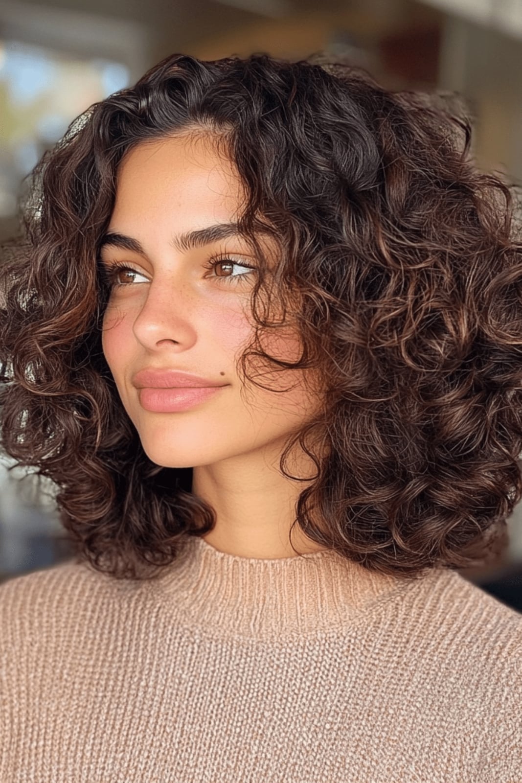 Layered Bob Below Chin With Textured Ends Layered Bob Below Chin With Textured Ends — Curly Hair Cuts