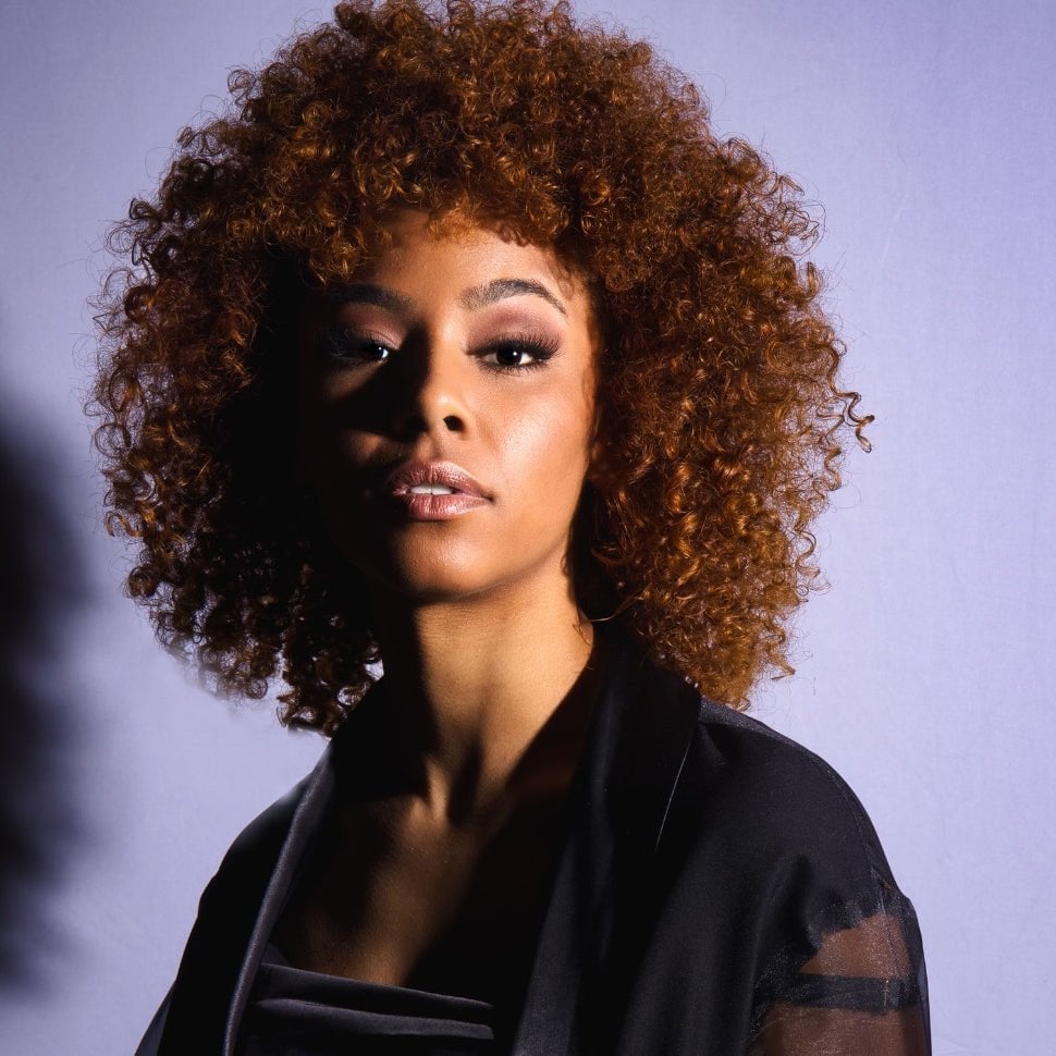 Round Collarbone Cut With Copper Highlights Round Collarbone Cut With Copper Highlights — Curly Hair Cutting