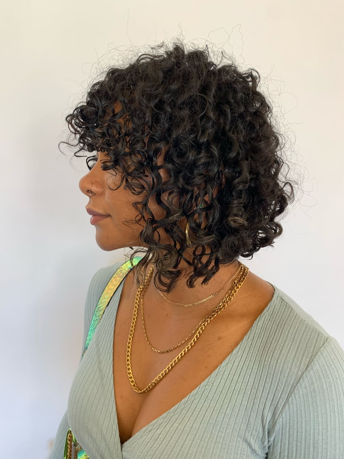 Fine Black Curly Chin Bob Fine Black Curly Chin Bob — Curly Hair Cutting