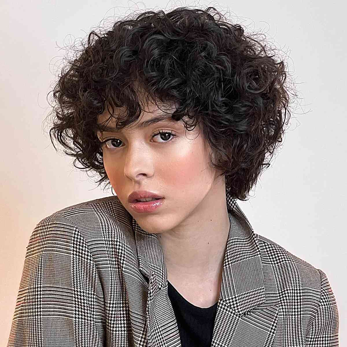 Textured Pixie With Side Swept Bangs, Ear Textured Pixie With Side Swept Bangs, Ear — Curly Hair Hairstyles