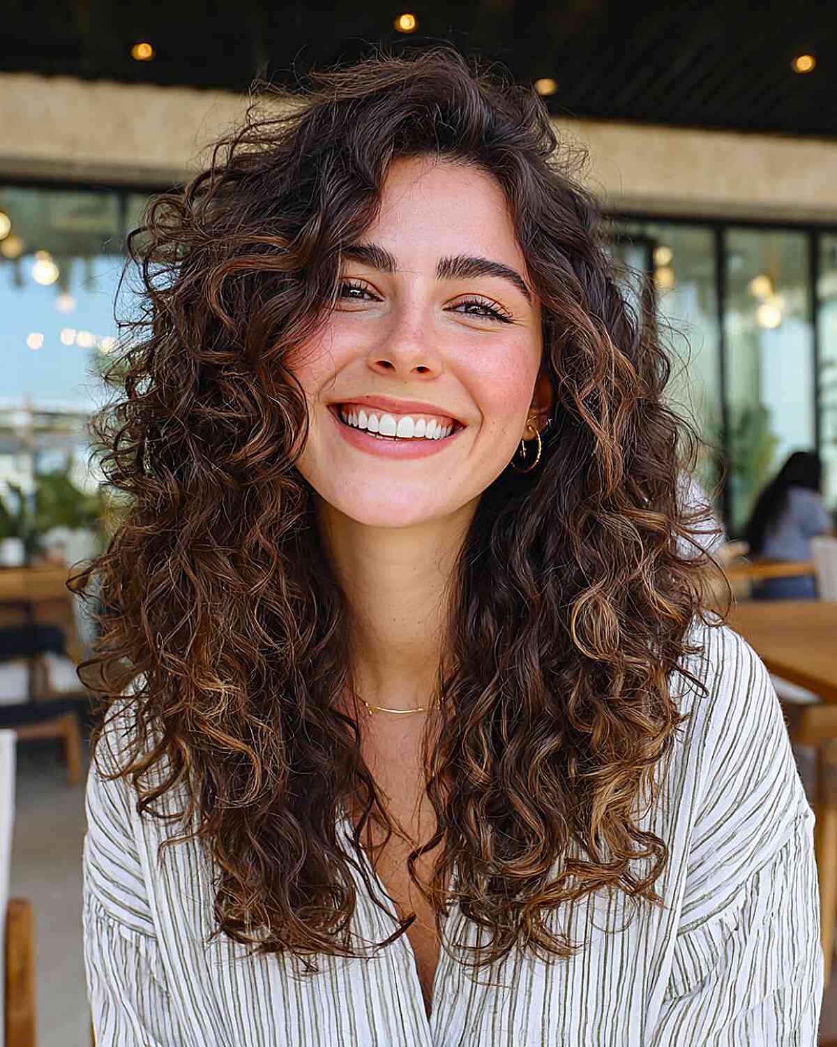Mid-Back Layers With Blonde Highlights Mid-Back Layers With Blonde Highlights — Curly Hair Hairstyles