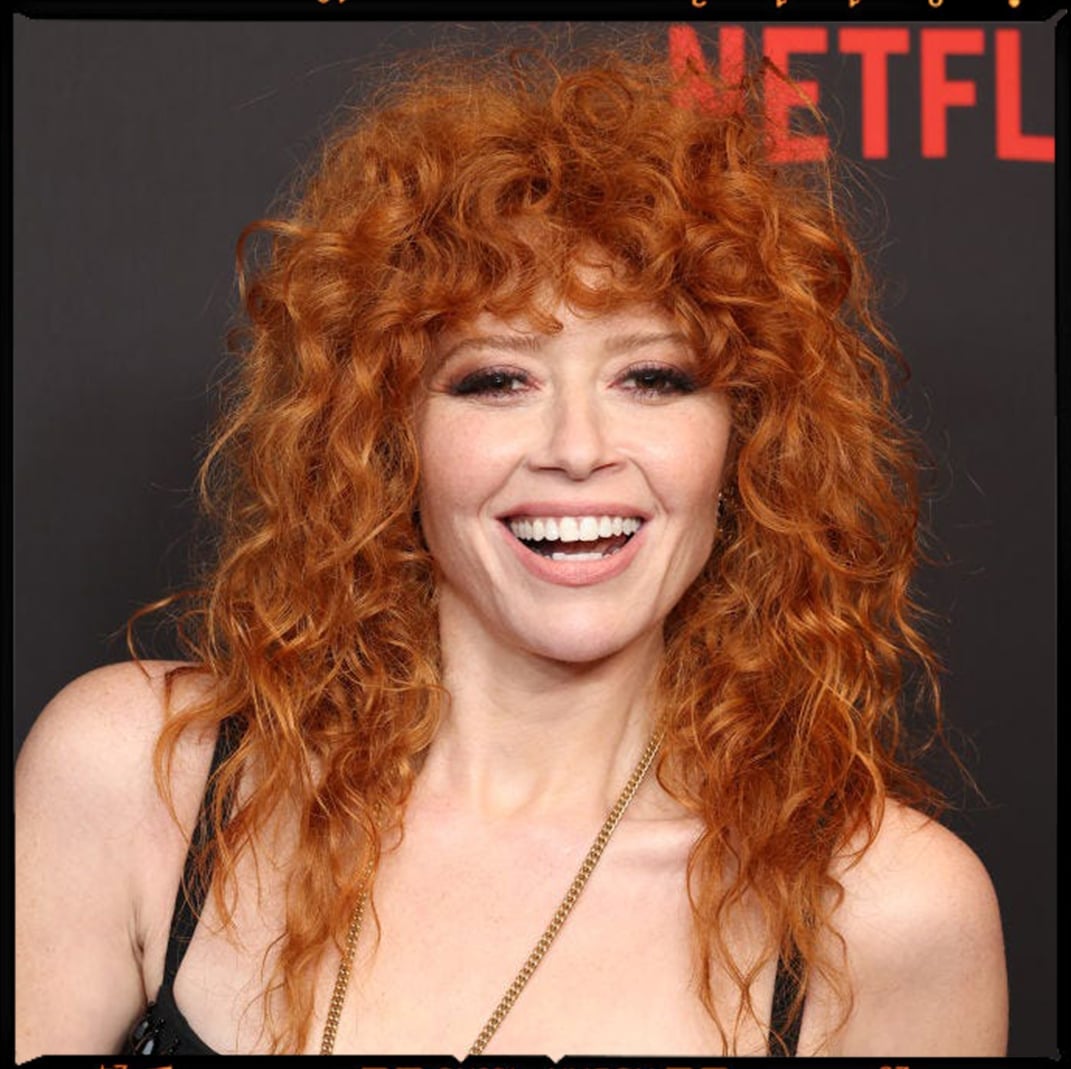 Collarbone Red Curls With Curtain Bangs Collarbone Red Curls With Curtain Bangs — Curly Hair Hairstyles