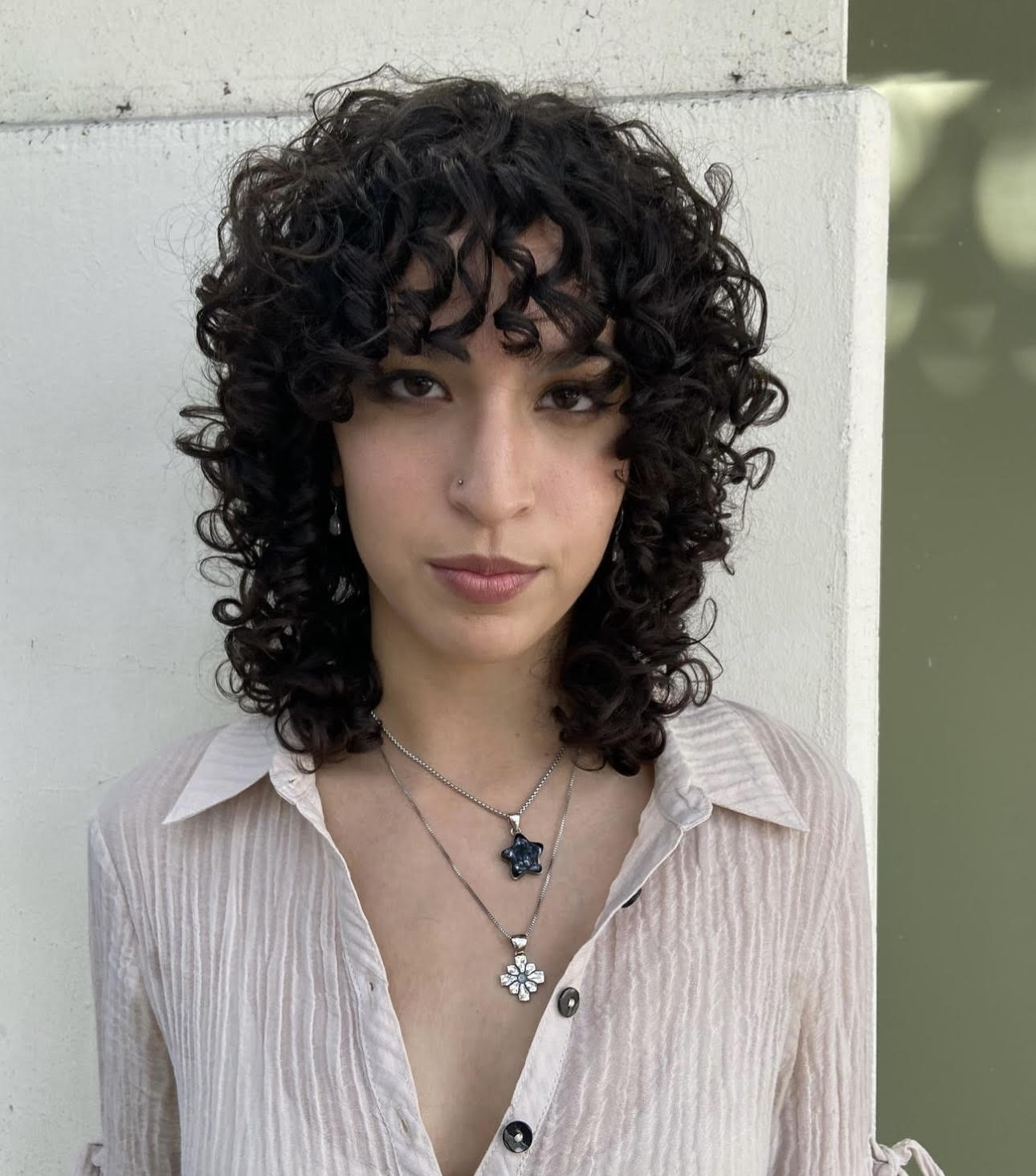 Collarbone Shag With Curtain Bangs Collarbone Shag With Curtain Bangs — Curly Hair Natural
