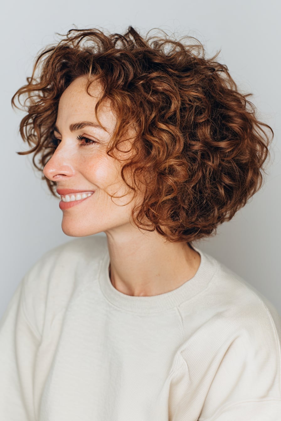 Red Brown Bob With Defined Curls Red Brown Bob With Defined Curls — Curly Hair Natural