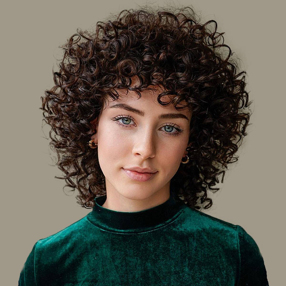 Ear-Length Dark Brown Curly Pixie With Layers and Bangs Ear-Length Dark Brown Curly Pixie With Layers and Bangs — Curly Hair with Bangs