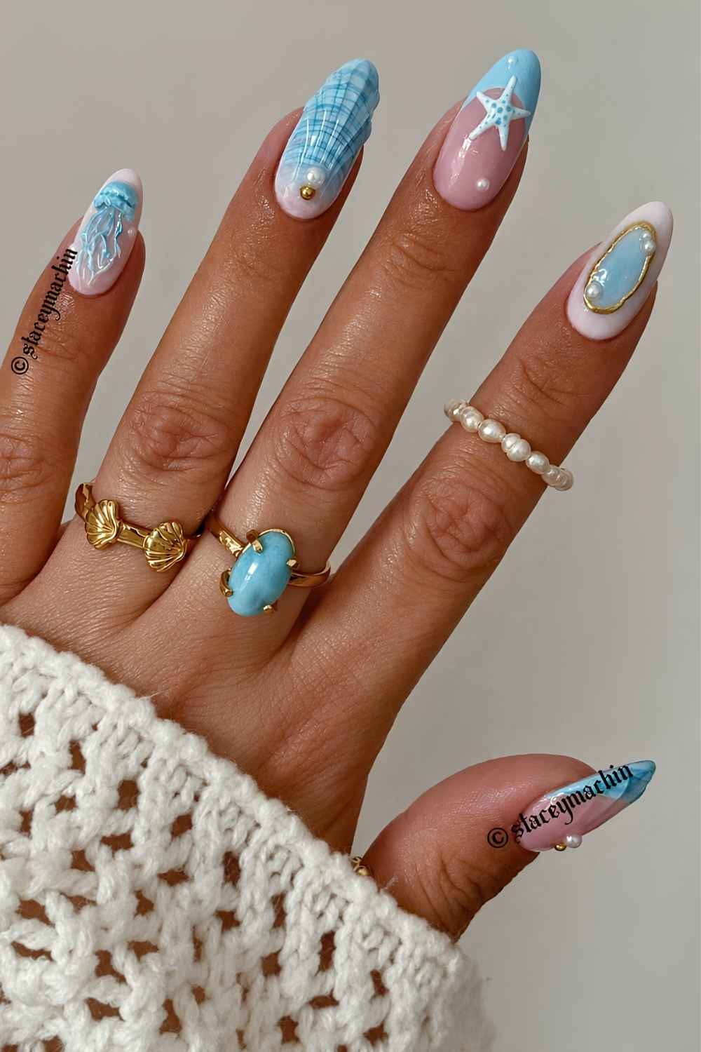 Medium Almond Summer Theme Nails Medium Almond Summer Theme Nails — Cute Almond Nails