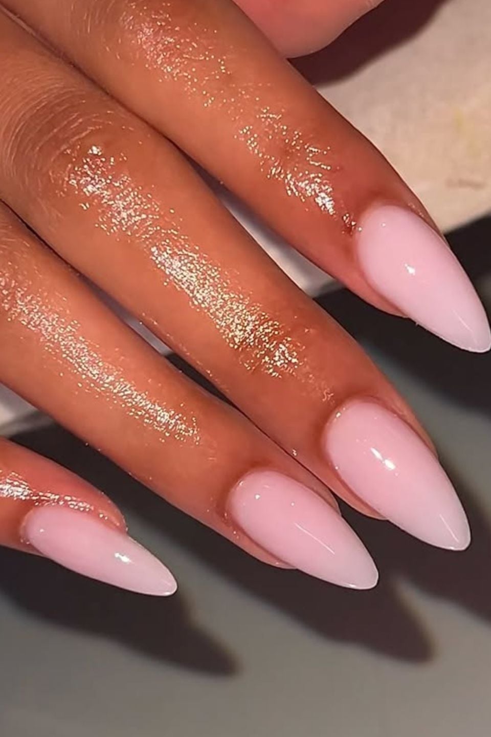 Long Almond Sheer Milky Pink Polish Long Almond Sheer Milky Pink Polish — Cute Almond Nails