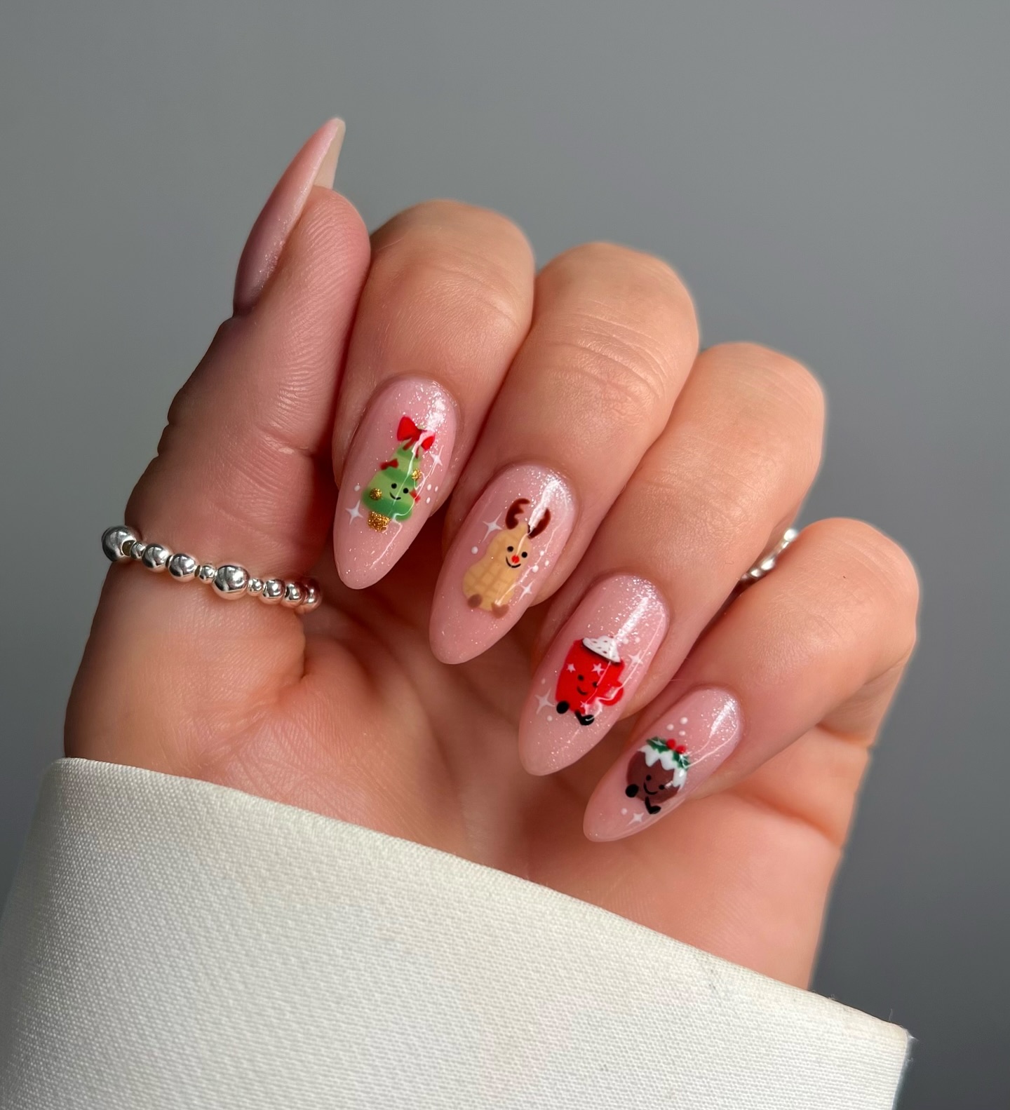 Cute Christmas Character Almond Nails