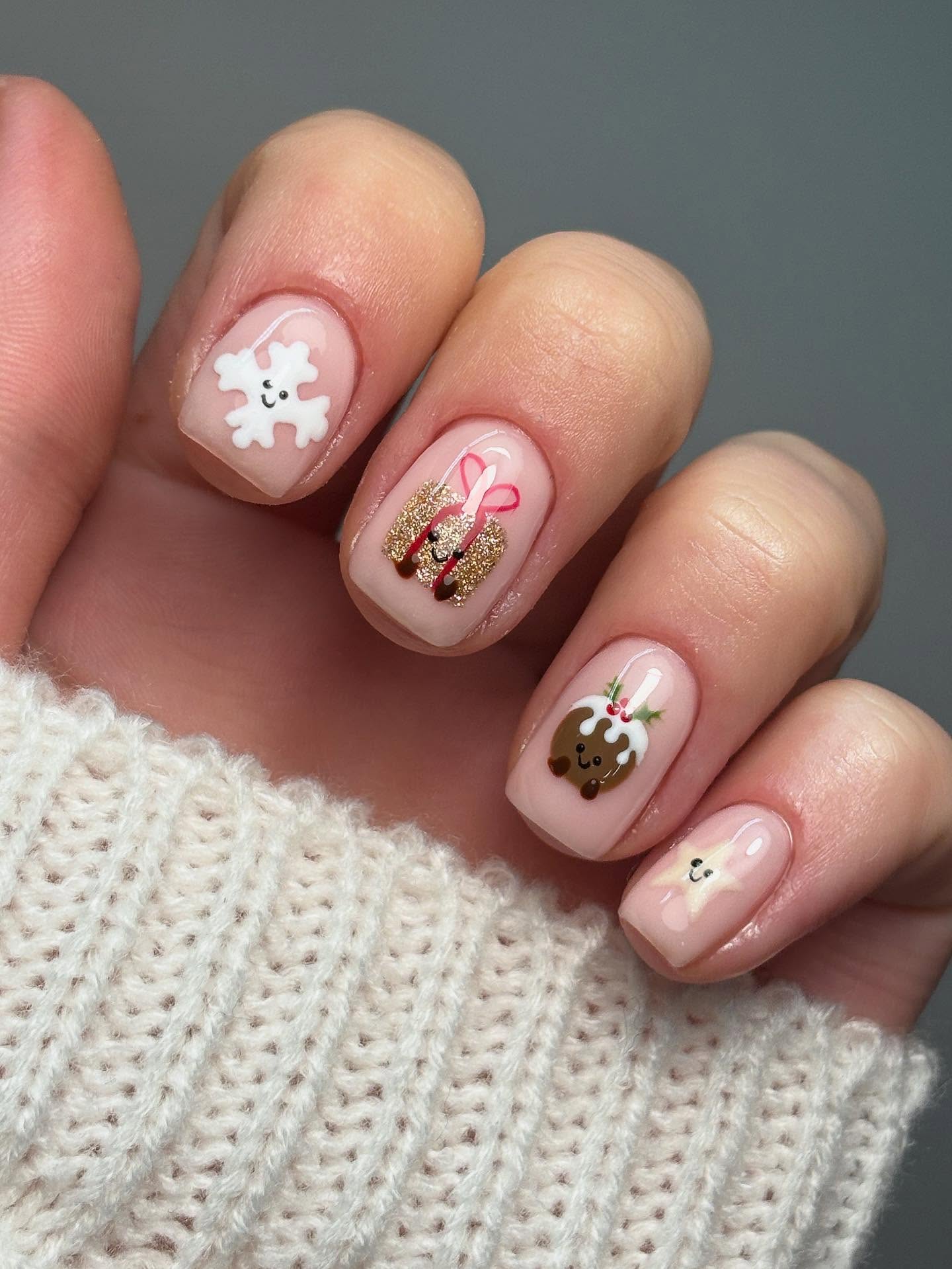 Cute Christmas Character Short Square Nails