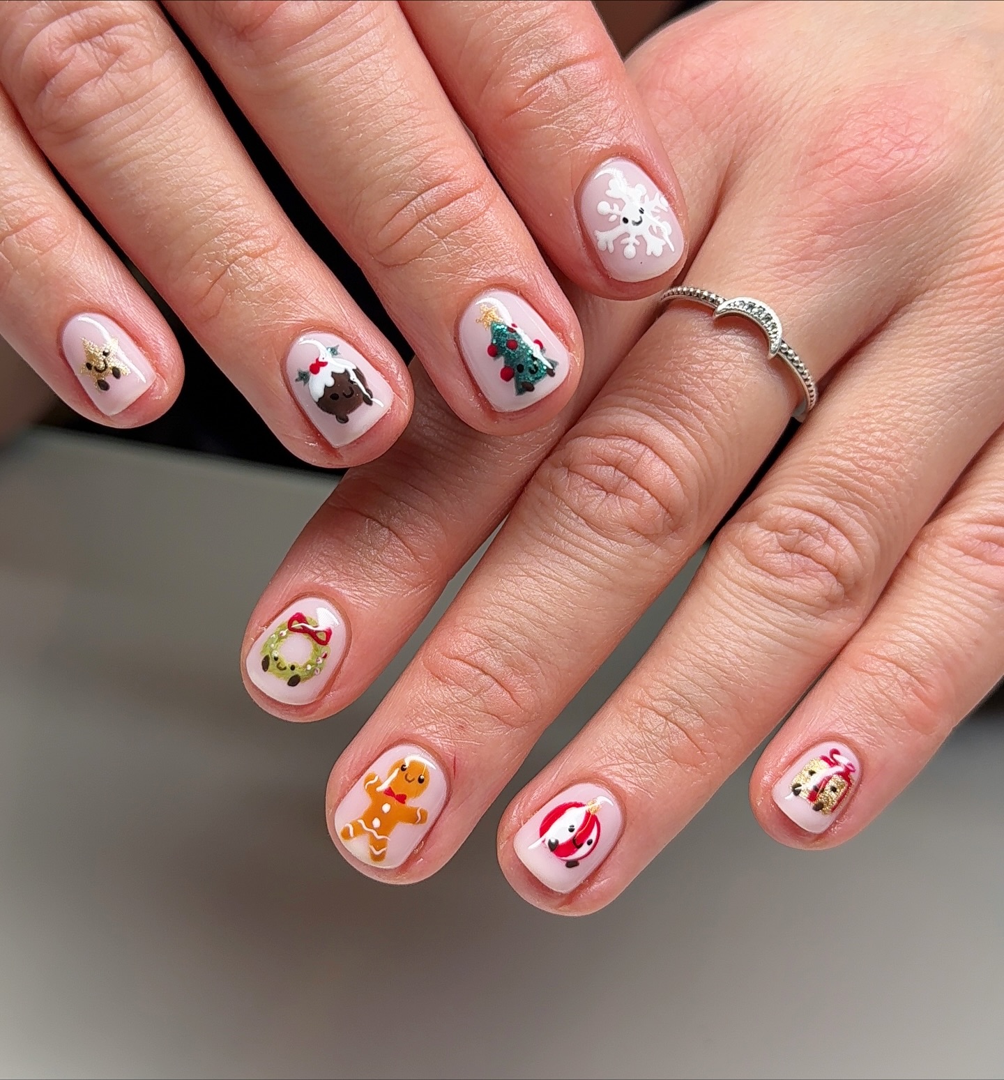 Cute Christmas Characters Short Square Nails
