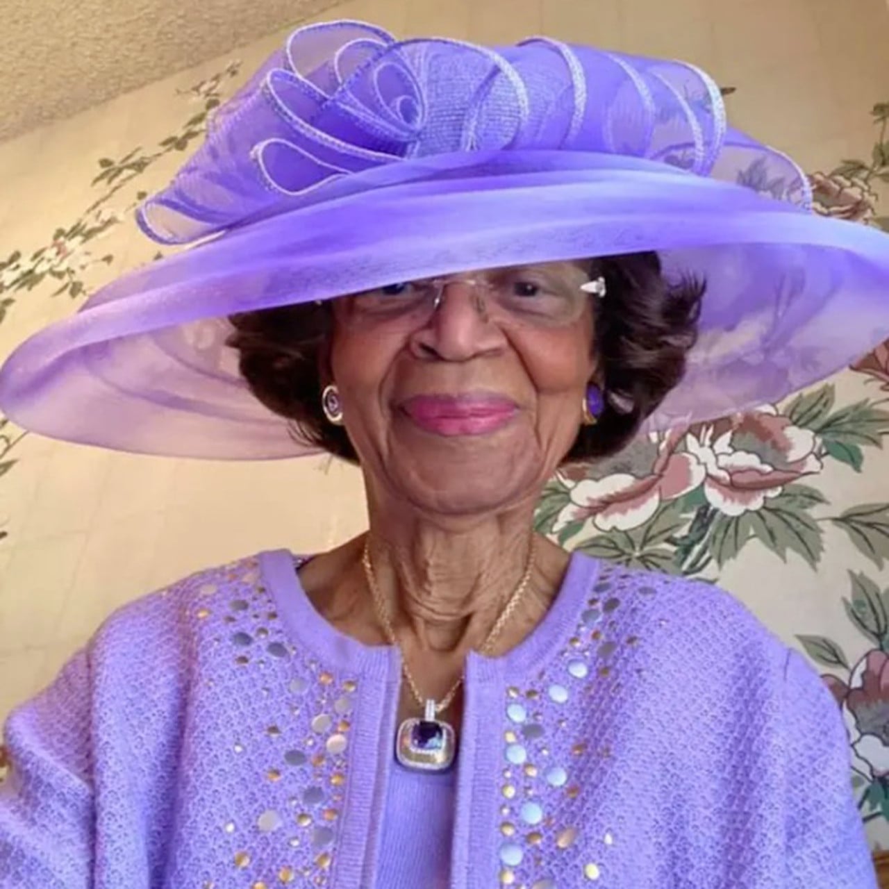 Embellished Purple Cardigan and Hat Embellished Purple Cardigan and Hat — Cute Church Outfit