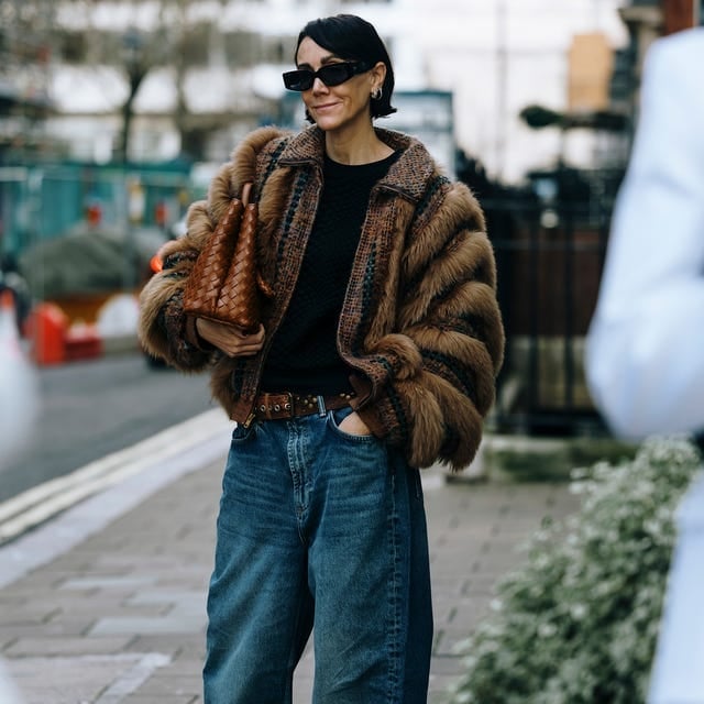 Brown Faux Fur Jacket with Jeans Brown Faux Fur Jacket with Jeans — Cute Church Outfit
