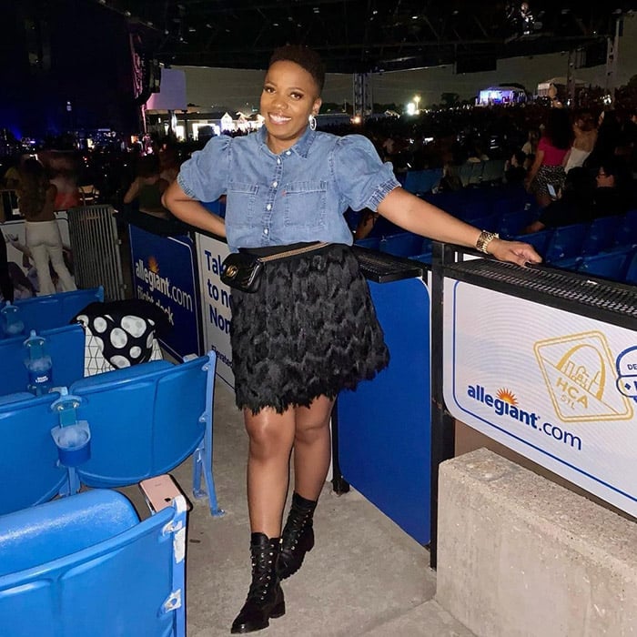 Denim Shirt with Fringe Skirt and Combat Boots Denim Shirt with Fringe Skirt and Combat Boots — Cute Concert Outfit