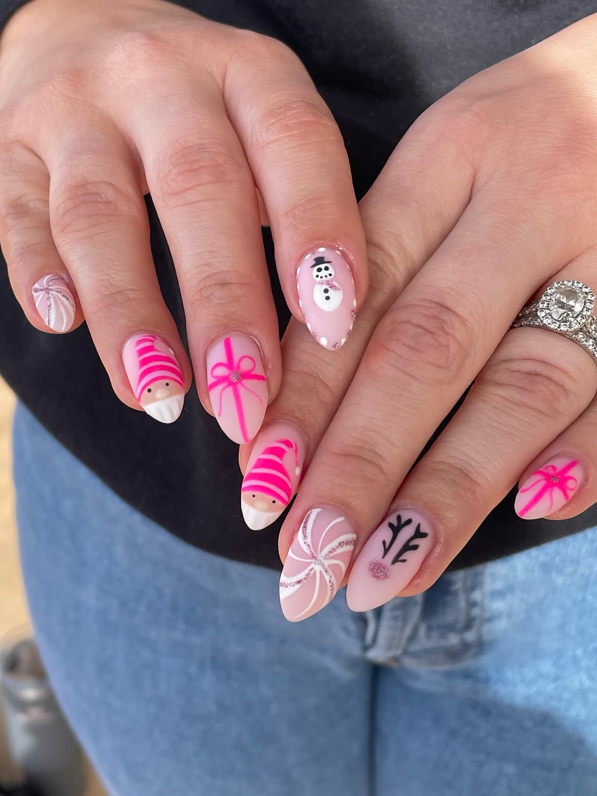 Cute Gnome and Snowman Winter Nail Art