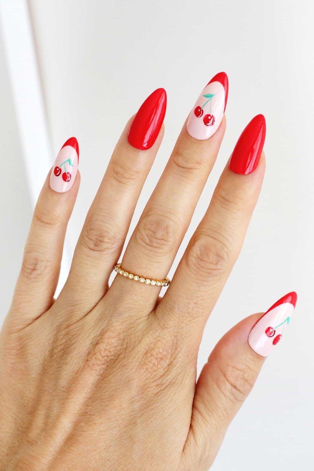 Long Almond Red French Cherry Nails Long Almond Red French Cherry Nails — Cute Nails