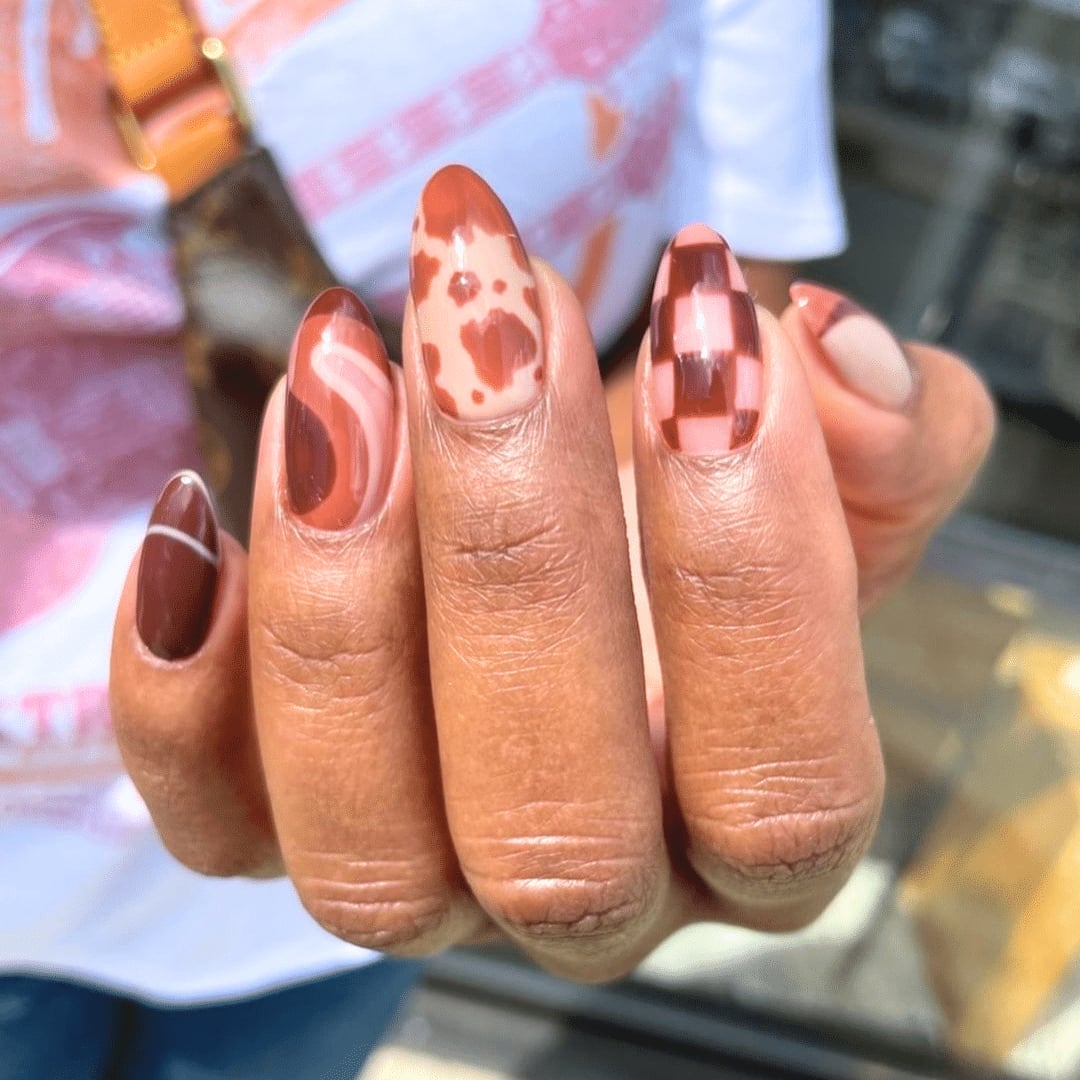 Long Oval Abstract Pattern Nails Long Oval Abstract Pattern Nails — Cute Nails