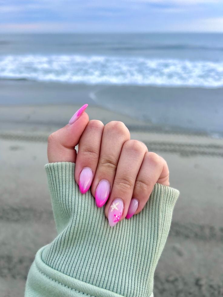 Medium Almond Starfish Ombre Nails Medium Almond Starfish Ombre Nails — Cute Nails
