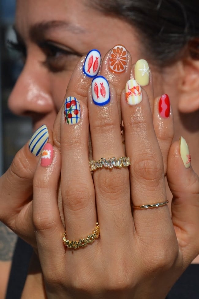 Medium Oval Summer Art Nails Medium Oval Summer Art Nails — Cute Nails