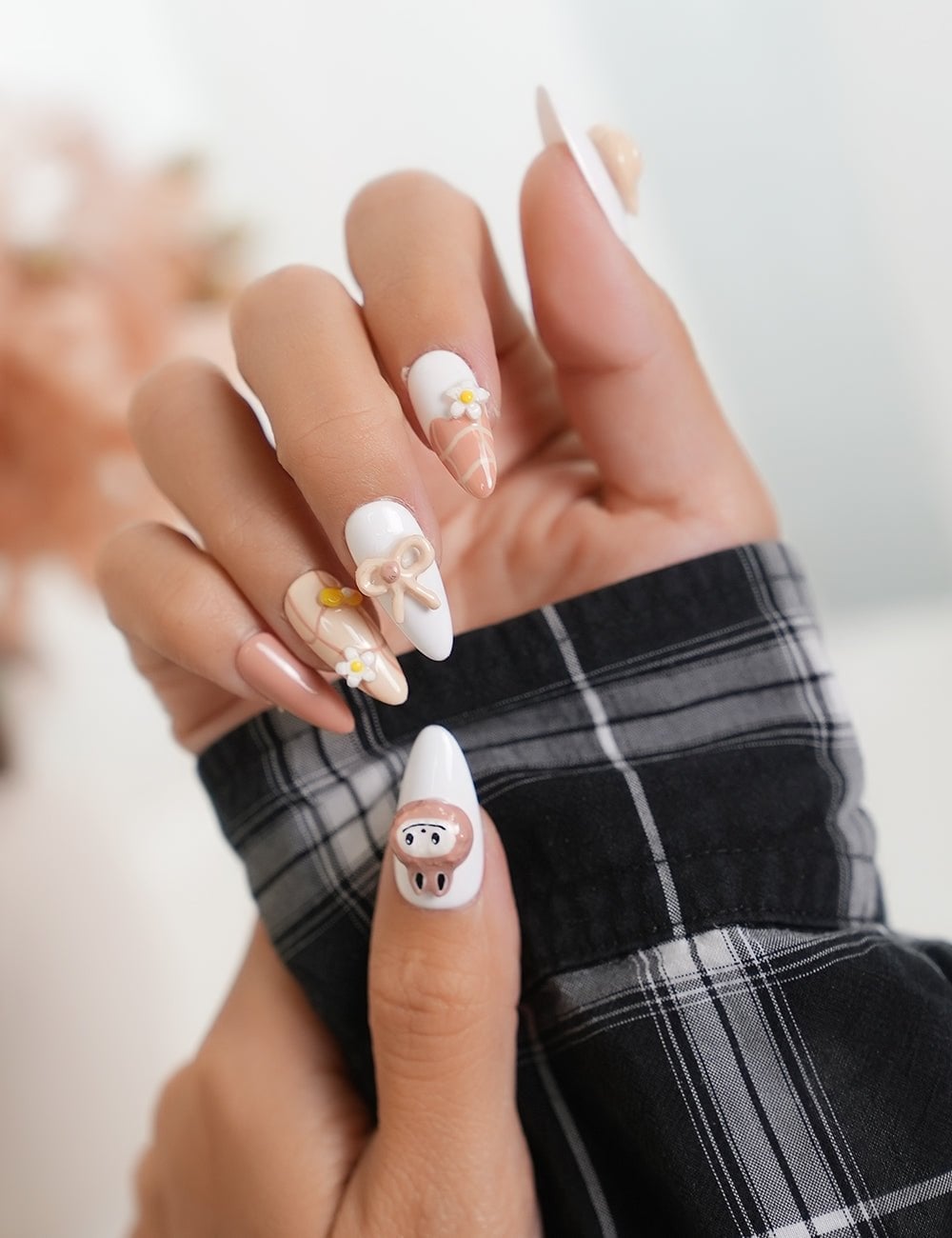 Long Stiletto 3D Bow Flower Nails Long Stiletto 3D Bow Flower Nails — Cute Nails