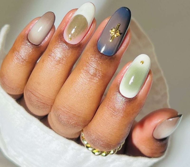 Medium Almond Ombre Cat Eye Nails Medium Almond Ombre Cat Eye Nails — Cute Nails