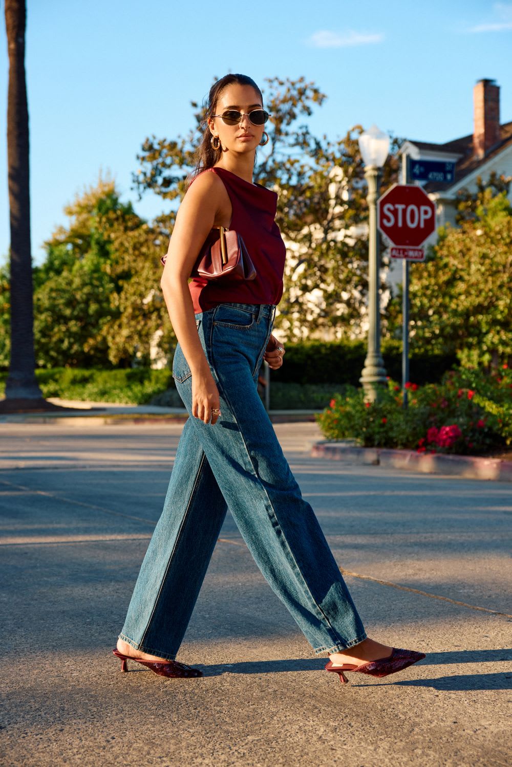 Burgundy Top and Wide-Leg Jeans Ensemble Burgundy Top and Wide-Leg Jeans Ensemble — Cute Outfits
