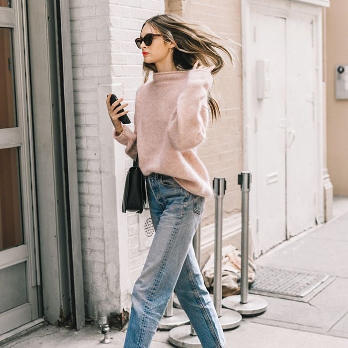 Pink Fuzzy Sweater and Straight-Leg Jeans Pink Fuzzy Sweater and Straight-Leg Jeans — Cute Outfits