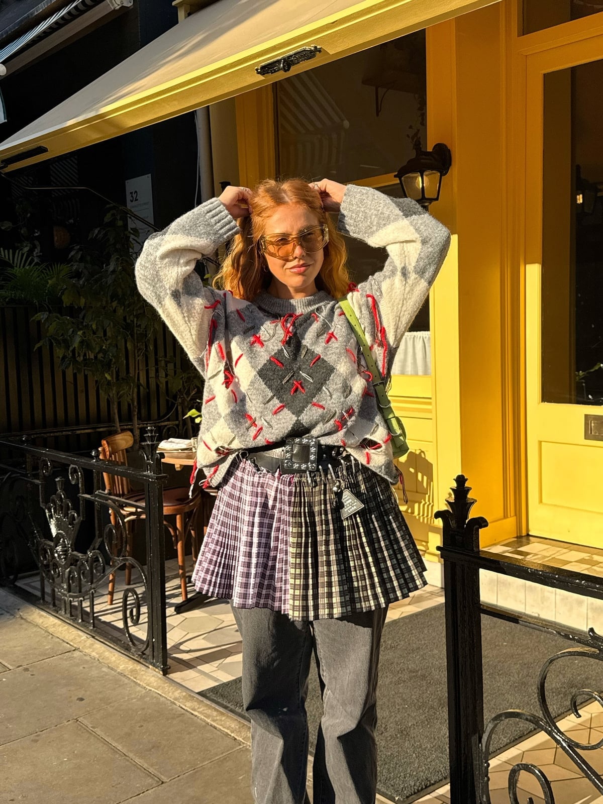 Argyle Sweater and Patchwork Skirt Combination Argyle Sweater and Patchwork Skirt Combination — Cute Outfits