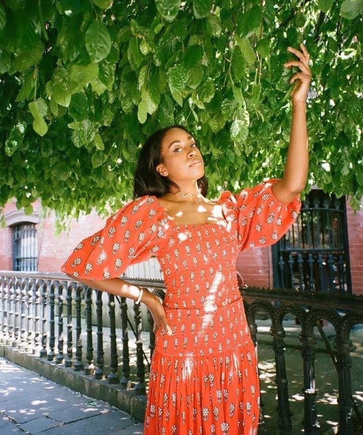 Orange Floral Print Dress with Puff Sleeves Orange Floral Print Dress with Puff Sleeves — Cute Outfits