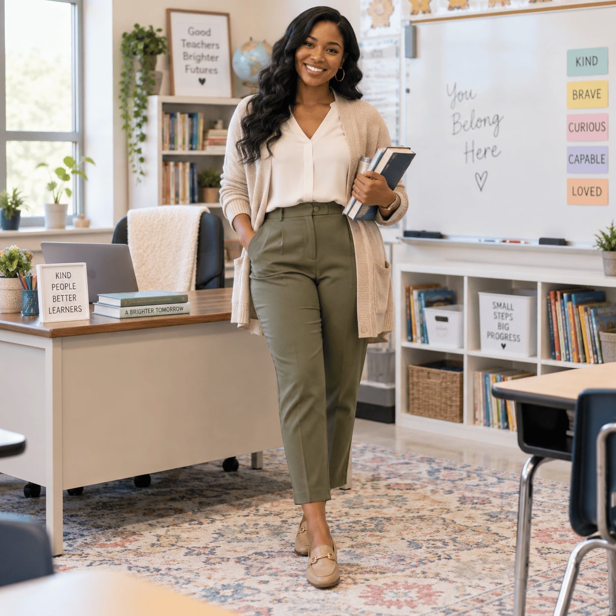 Classic Trousers and Cardigan for a Polished Look Classic Trousers and Cardigan for a Polished Look — Cute Outfits for School