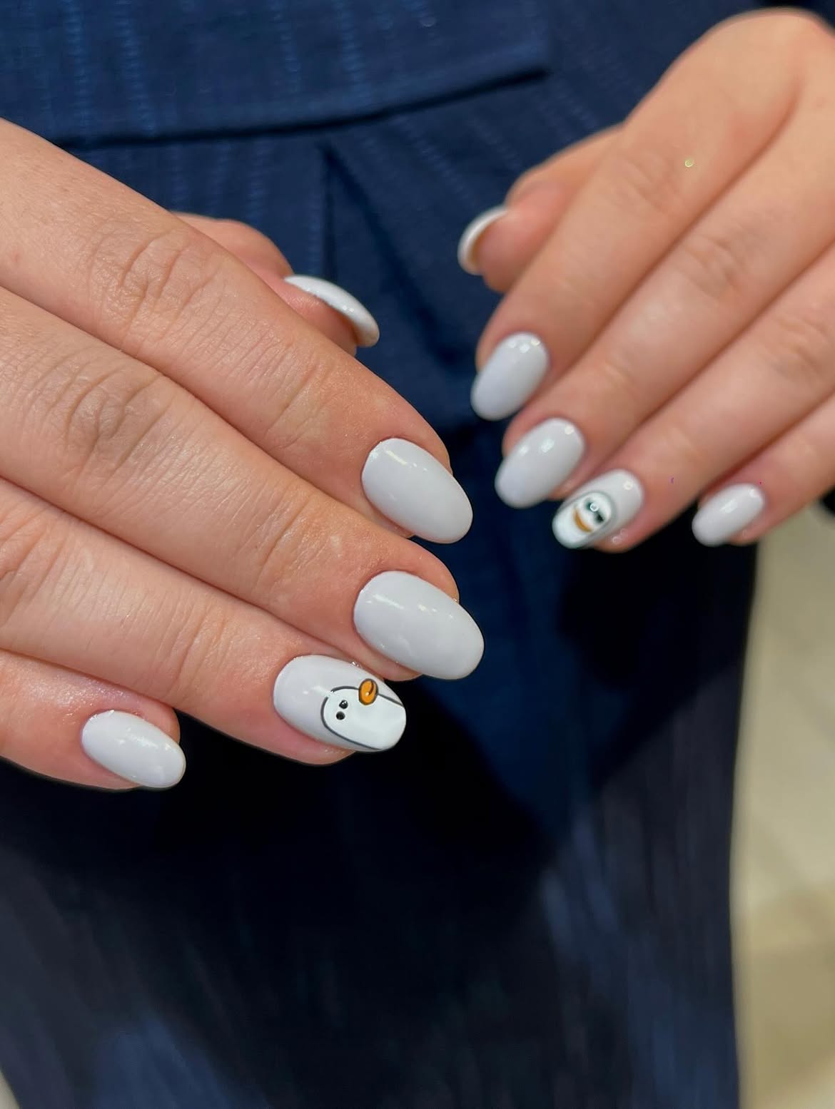 Cute Penguin Matte Oval Nails