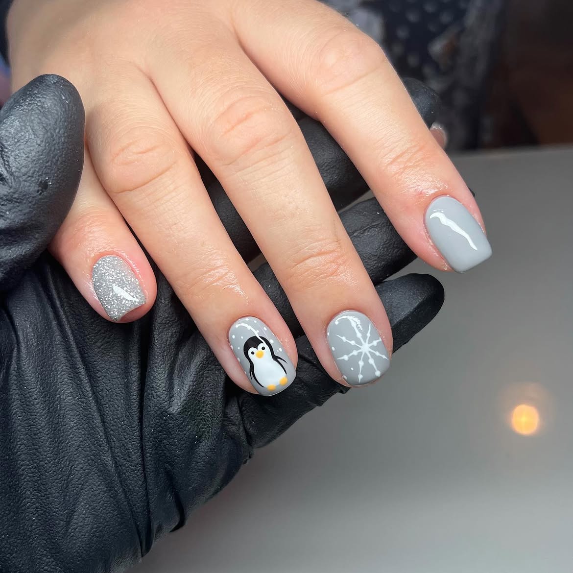 Cute Penguin Snowflake Winter Nails