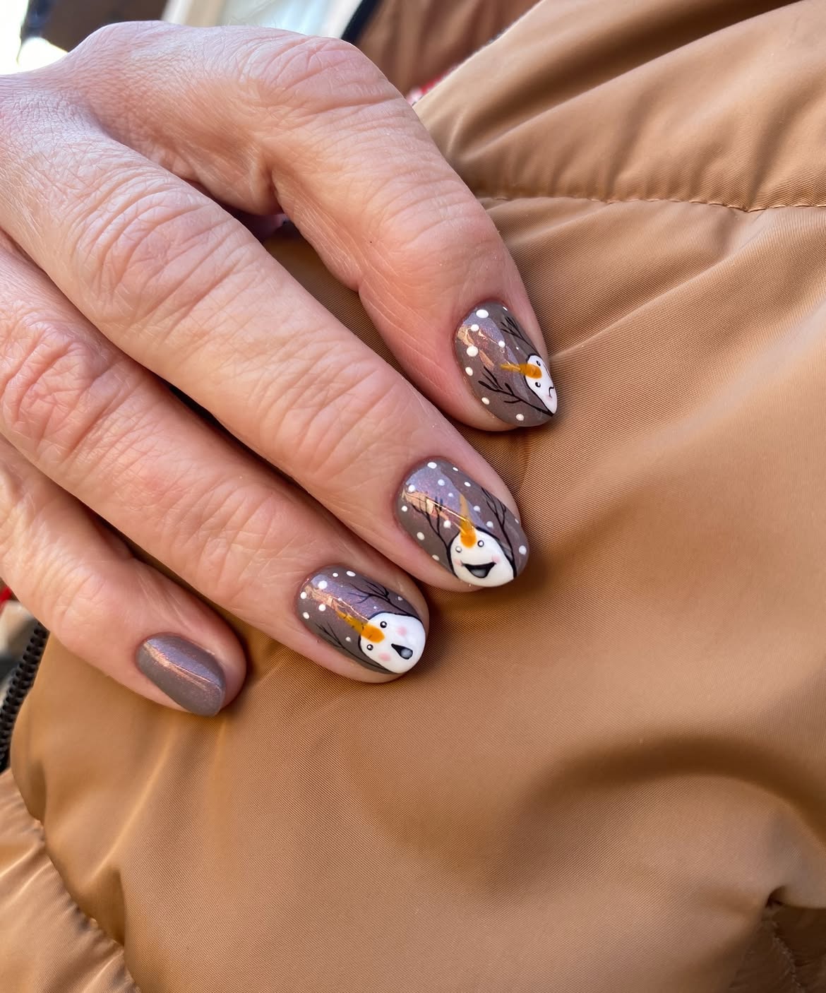 Cute Snowman Winter Wonderland Oval Nails
