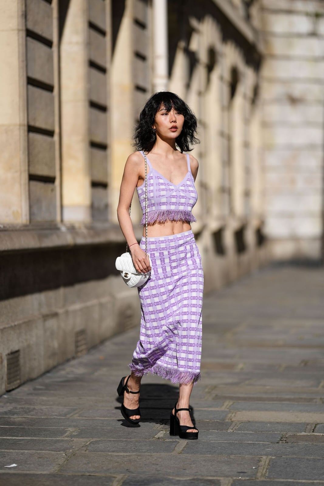 Lilac Gingham Set with Fringe Detail Lilac Gingham Set with Fringe Detail — Cute Style