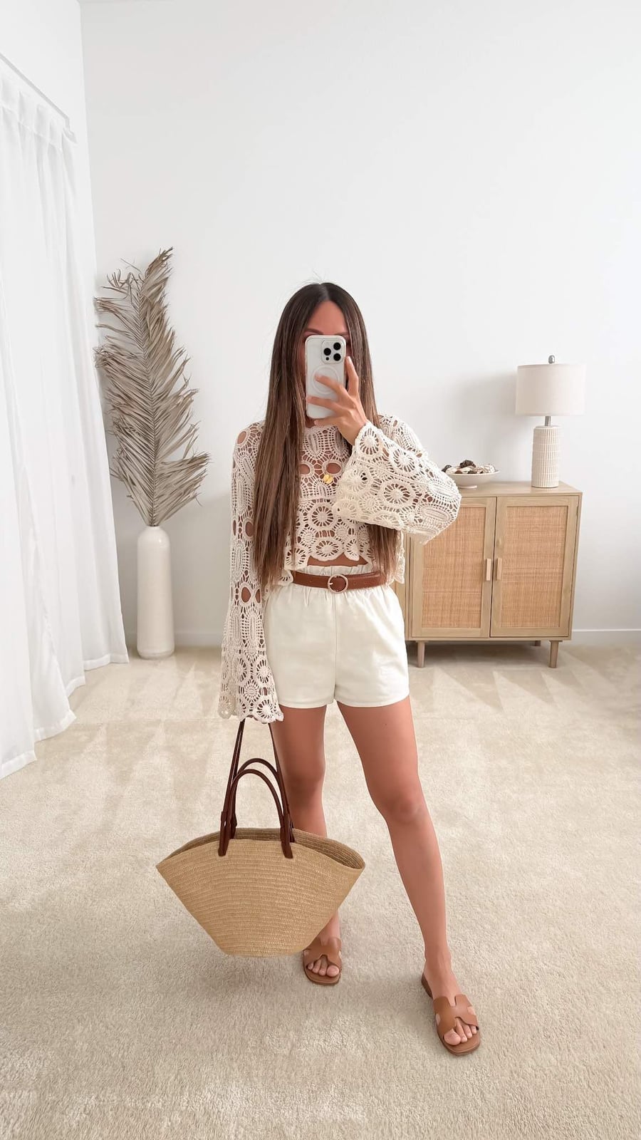Crochet Bell-Sleeve Top with Linen-Like Shorts Crochet Bell-Sleeve Top with Linen-Like Shorts — Cute Style