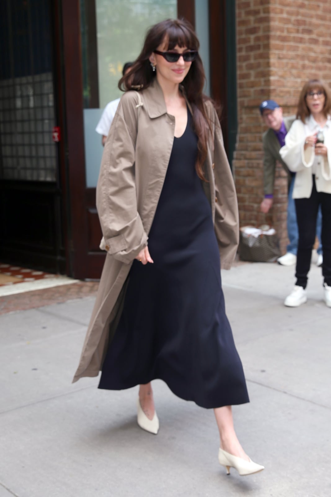 Dark blue midi slip dress under trench coat Dark blue midi slip dress under trench coat — Dark Blue Dress