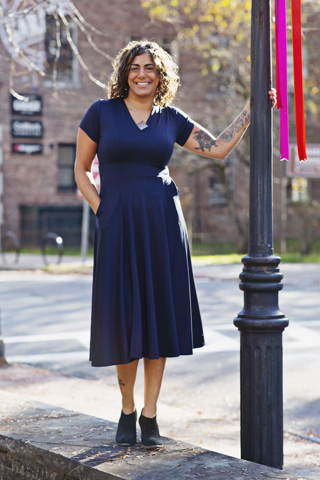 Dark blue fit and flare midi dress Dark blue fit and flare midi dress — Dark Blue Dress