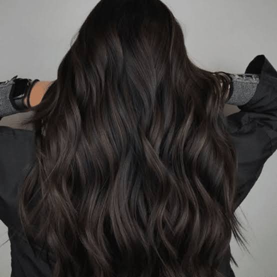 Thick Dark Brown With Highlights and Face-Framing Bangs Thick Dark Brown With Highlights and Face-Framing Bangs — Dark Brown Hair