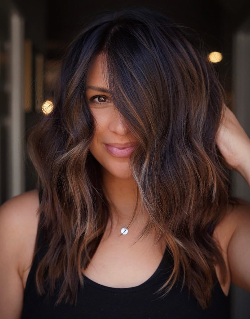 Dark Brown With Dimension Creating Highlights Dark Brown With Dimension Creating Highlights — Dark Brown Hair