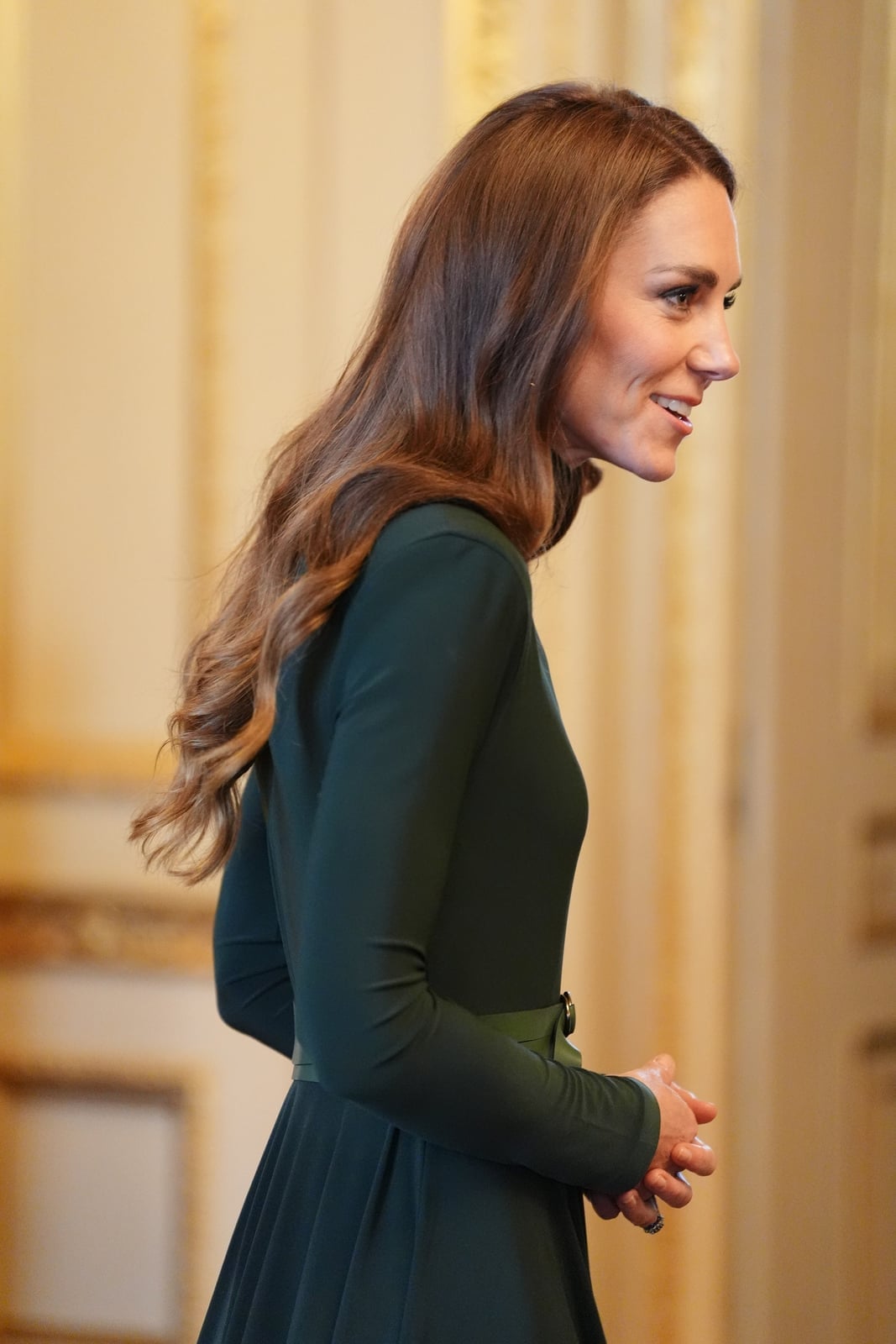 Dark Green Crepe A-Line Dress Power Shoulder Dark Green Crepe A-Line Dress Power Shoulder — Dark Green Dress