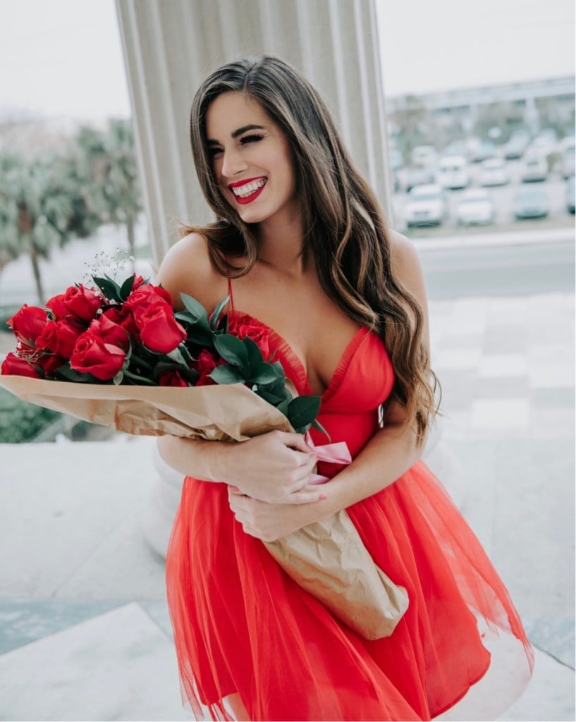 Vibrant Red Tulle A-Line Dress Vibrant Red Tulle A-Line Dress — Date Night Dresses