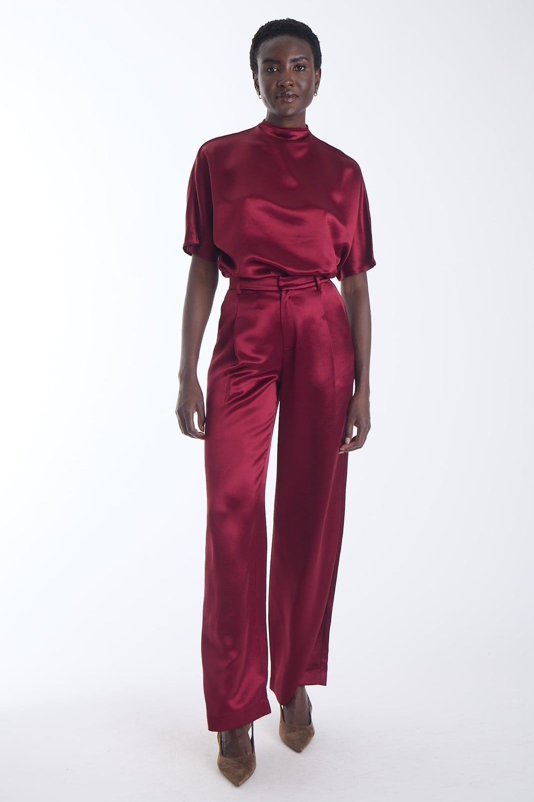 Monochromatic Red Satin Set for a Date Monochromatic Red Satin Set for a Date — Date Outfit