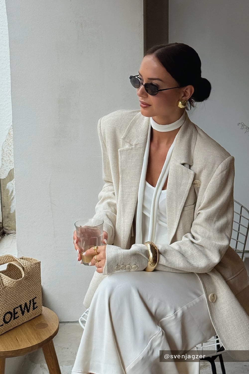 Oversized Blazer Over Silk Slip Dress Oversized Blazer Over Silk Slip Dress — Date Outfit