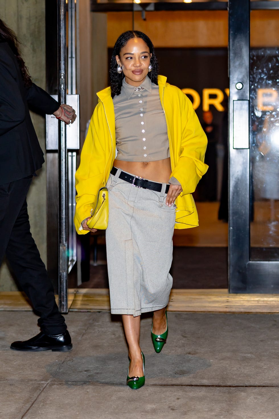 Yellow Jacket Over Gray Separates for a Night Out Yellow Jacket Over Gray Separates for a Night Out — Date Outfit