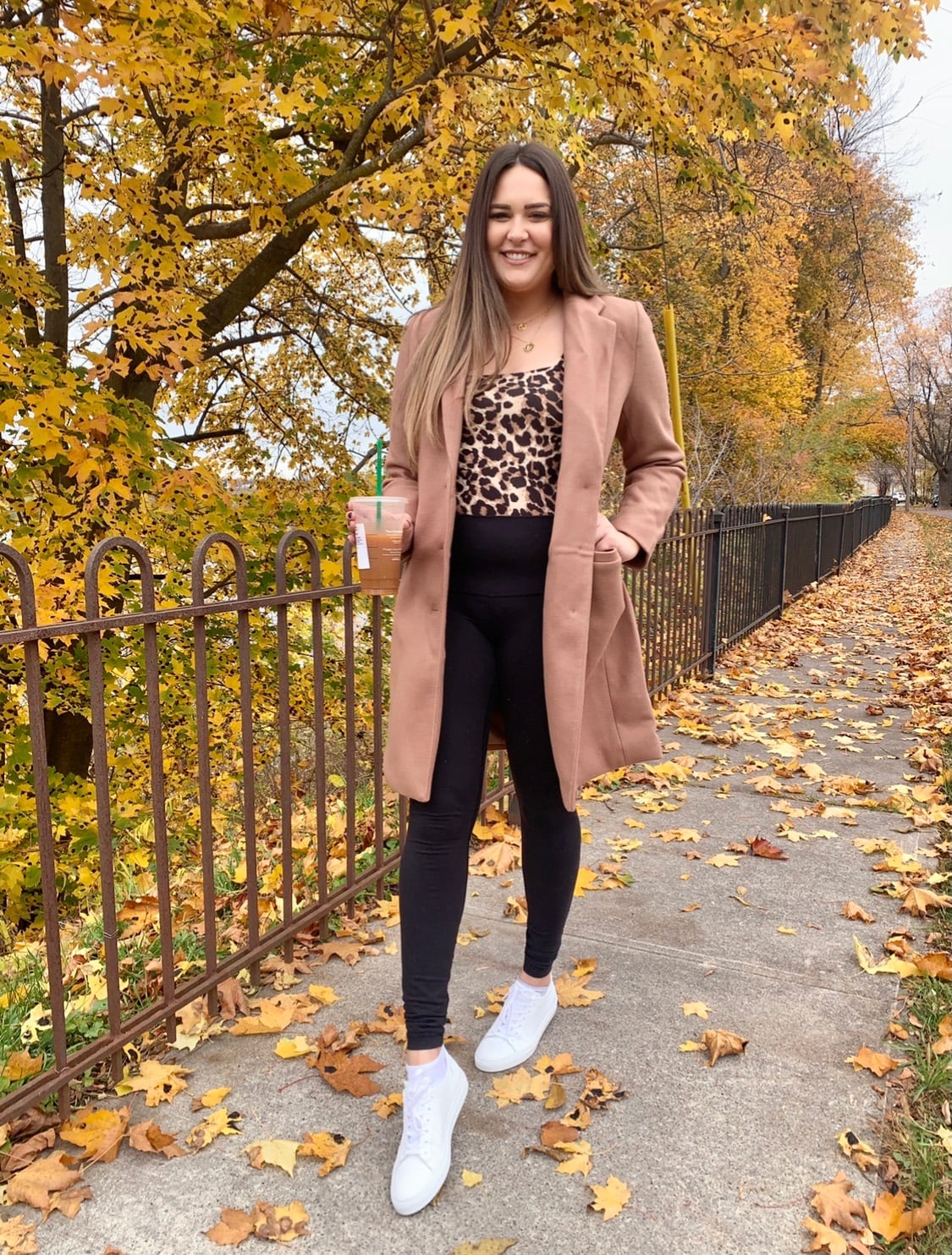 Tan Coat Over Leopard Print for a Casual Date Tan Coat Over Leopard Print for a Casual Date — Date Outfit