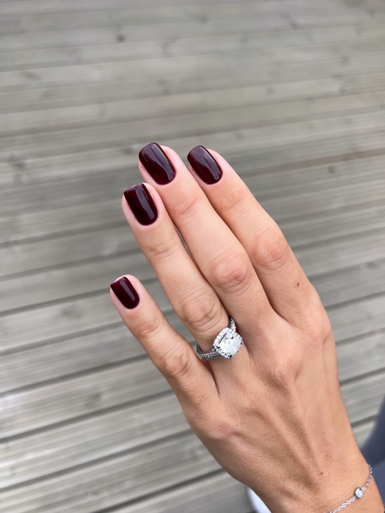 Deep Burgundy Glossy Medium Square Nails