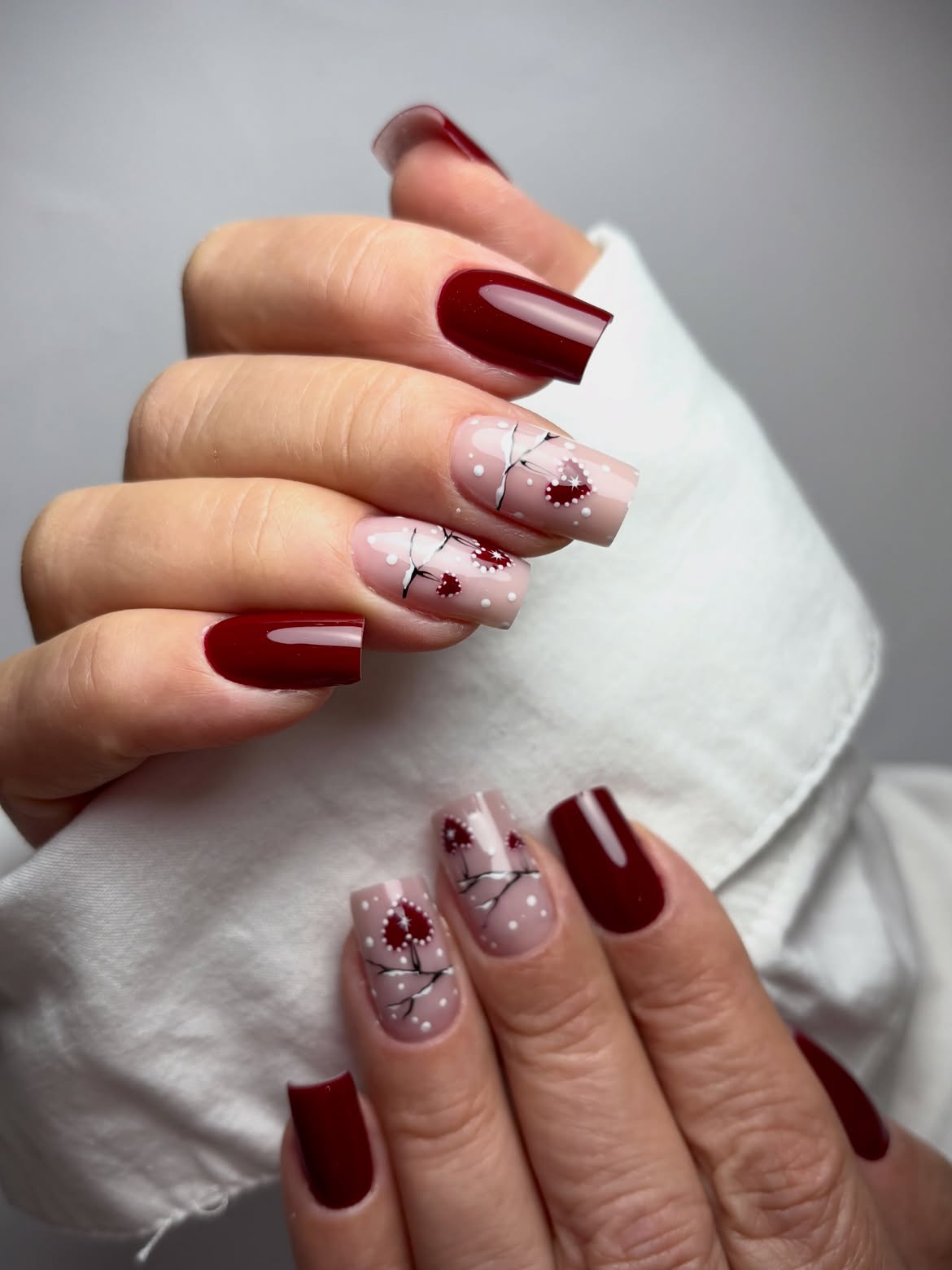 Deep Burgundy & Winter Berry Branch Accents