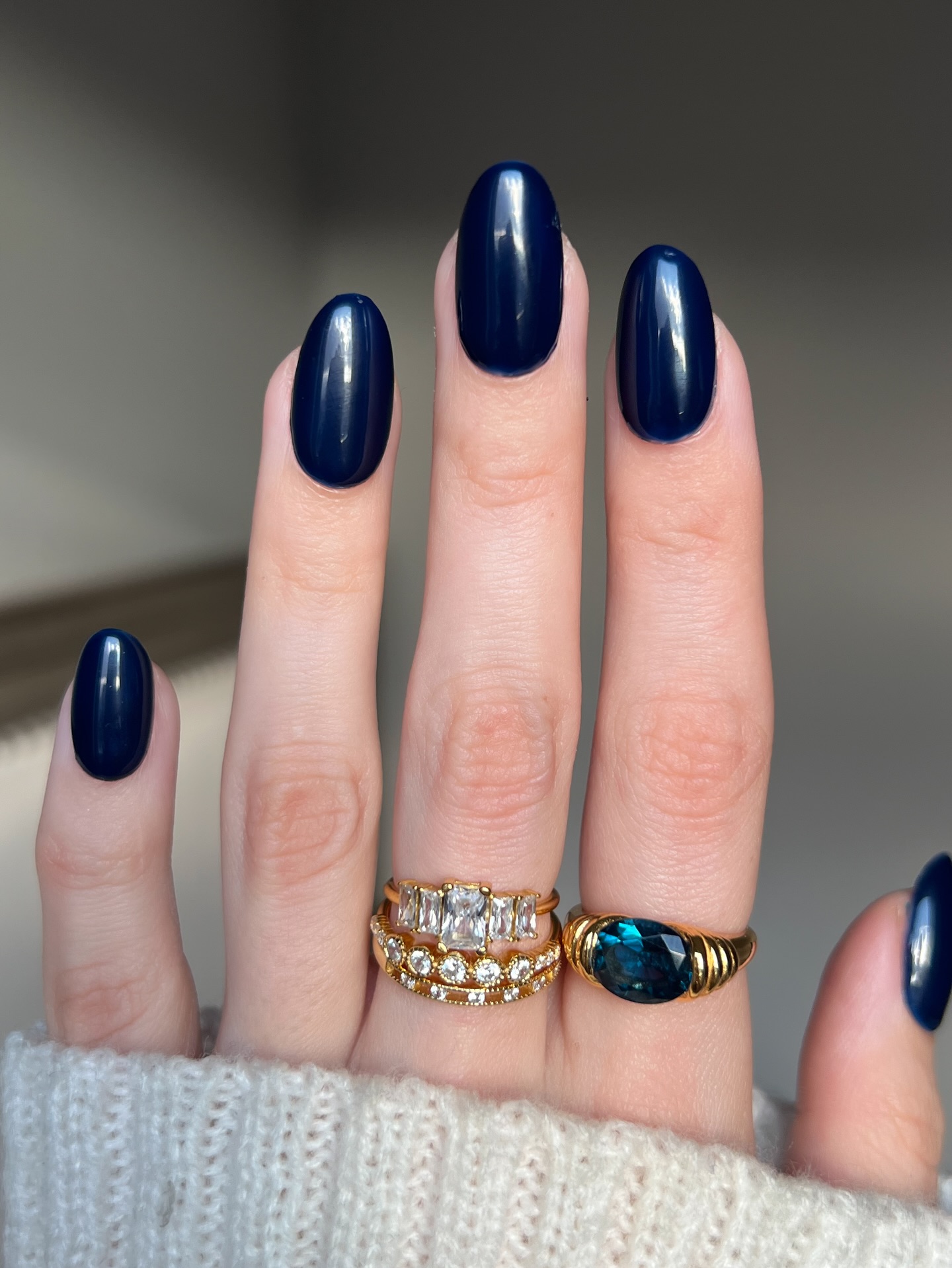Deep Indigo High Gloss Almond Nails