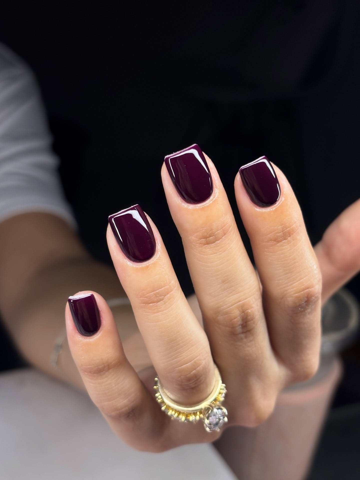 Deep Plum Glossy Square Nails