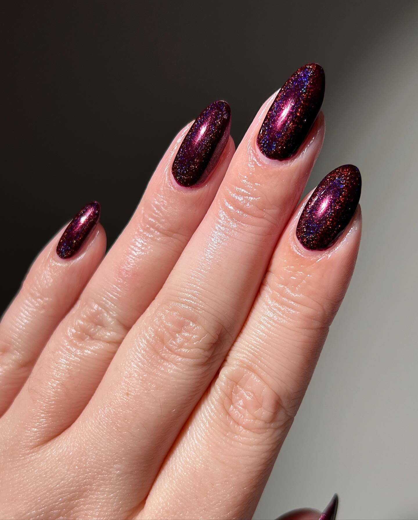 Deep Plum Shimmer Oval Nails