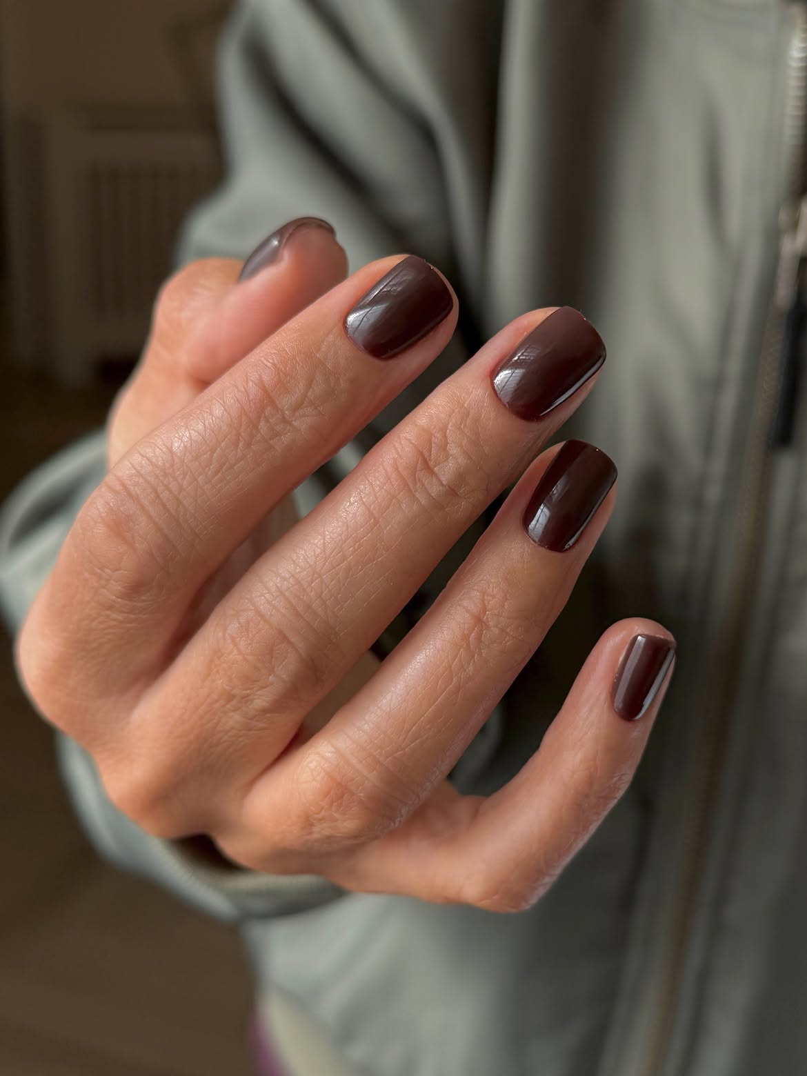 Deep Rich Cocoa Glossy Square Nails